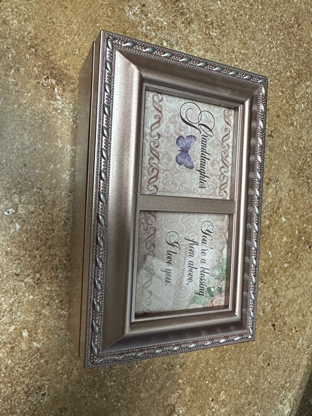 Decorative MUSICAL Jewelry Plastic Pink Photo Memory Box